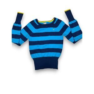Vintage American Eagle Blue Striped Sweater Cotton/Wool Blend Size Medium